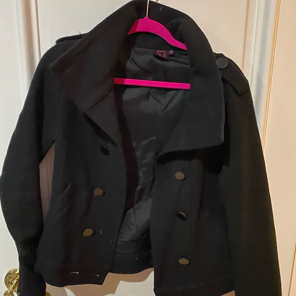 Cute Black Pea Coat with double breasted buttons!